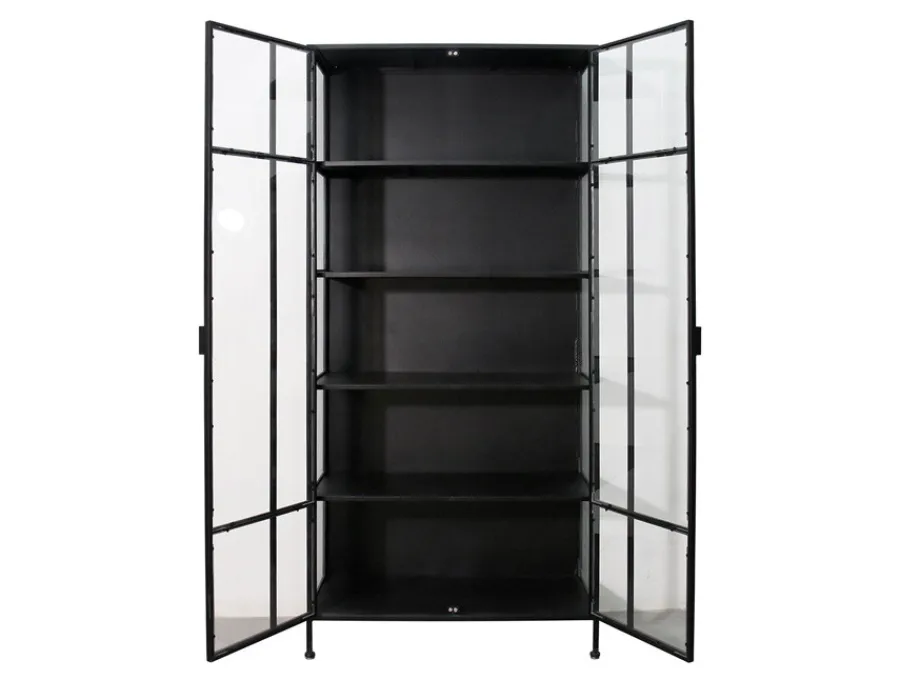 Havemøbelland Præstø Vitrineskab i Metal - 92x40x201,5 cm - Sort