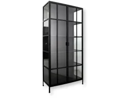 Havemøbelland Præstø Vitrineskab i Metal - 92x40x201,5 cm - Sort