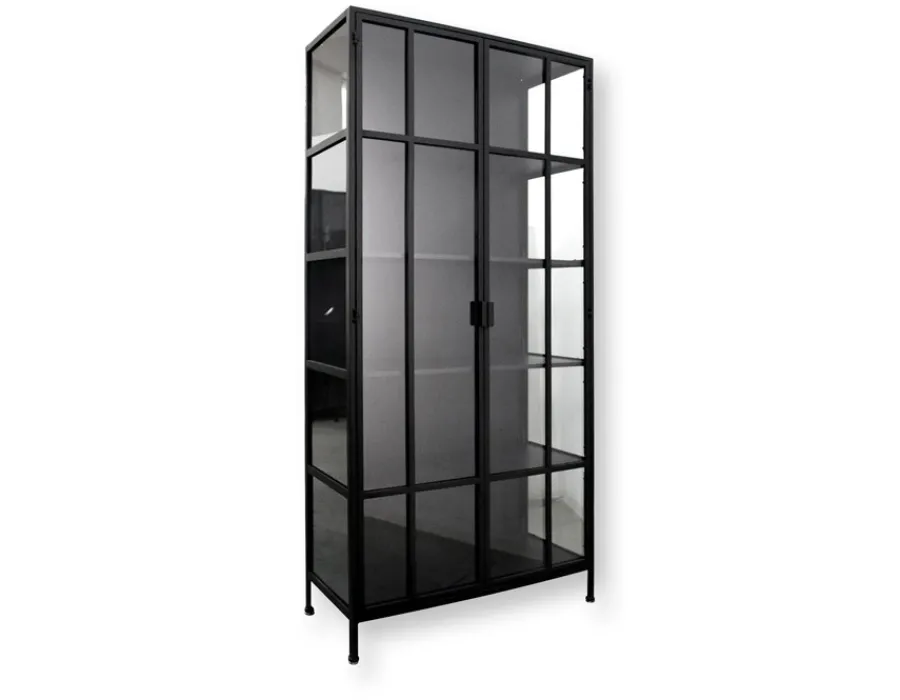 Havemøbelland Præstø Vitrineskab i Metal - 92x40x201,5 cm - Sort