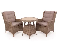 Havemøbelland Rio Dusty Cafesæt m/2 loungestole - Ø 70 cm - m/vandafv. hynder