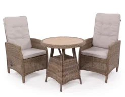 Havemøbelland Rio Dusty Cafesæt m/2 pos stole - Ø 70 cm - m/vandafv. hynder