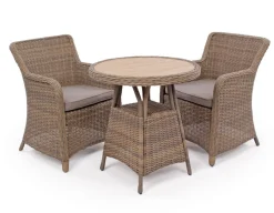 Havemøbelland Rio Dusty Cafesæt m/2 spisestole - Ø 70 cm - m/vandafv. hynder
