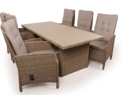 Havemøbelland Rio Dusty Havemøbelsæt m/6 pos stole - 94x210 cm - m/vandafv. hynder
