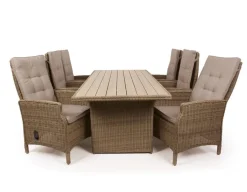 Havemøbelland Rio Dusty Havemøbelsæt m/6 pos stole - 94x210 cm - m/vandafv. hynder