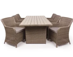 Havemøbelland Rio Dusty Havemøbelsæt m/6 spisestole - 94x210 cm - m/vandafv. hynder
