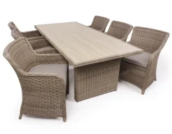 Havemøbelland Rio Dusty Havemøbelsæt m/6 spisestole - 94x210 cm - m/vandafv. hynder