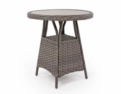 Havemøbelland Rio Grå Cafesæt m/2 loungestole - Ø 70 cm - m/vandafv. hynder