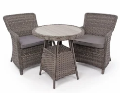 Havemøbelland Rio Grå Cafesæt m/2 spisestole - Ø 70 cm