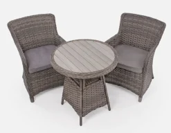 Havemøbelland Rio Grå Cafesæt m/2 spisestole - Ø 70 cm