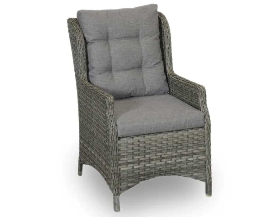 Havemøbelland Rio Grå Havemøbelsæt m/4 loungestole - Ø 130 cm - m/vandafv. hynder