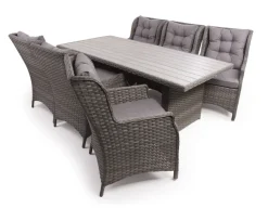 Havemøbelland Rio Grå Havemøbelsæt m/6 loungestole - 94x210 cm - m/vandafv. hynder