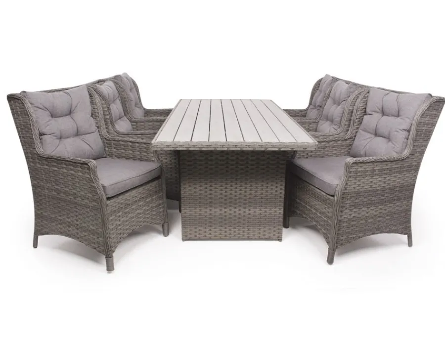 Havemøbelland Rio Grå Havemøbelsæt m/6 loungestole - 94x210 cm - m/vandafv. hynder