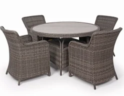 Havemøbelland Rio Grå Havemøbelsæt m/4 spisestole - Ø 130 cm