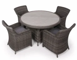 Havemøbelland Rio Grå Havemøbelsæt m/4 spisestole - Ø 130 cm