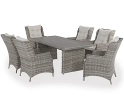 Havemøbelland Rio Lys Grå Havemøbelsæt m/6 loungestole - 94x210 cm - m/vandafv. hynder