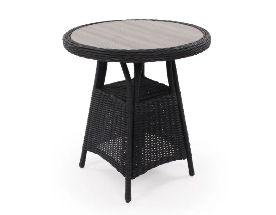 Havemøbelland Rio sort Cafesæt m/2 loungestole - Ø 70 cm - m/vandafv. hynder