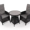 Havemøbelland Rio Sort Cafesæt m/2 pos stole - Ø 70 cm - m/vandafv. hynder
