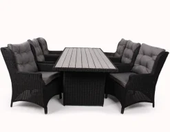 Havemøbelland Rio Sort Havemøbelsæt m/6 loungestole - 94x210 cm - m/vandafv. hynder