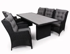 Havemøbelland Rio Sort Havemøbelsæt m/6 loungestole - 94x210 cm - m/vandafv. hynder