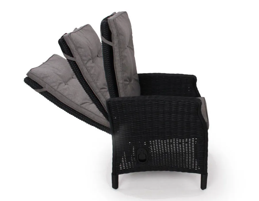 Havemøbelland Rio Sort Havemøbelsæt m/6 pos stole - 94x210 cm - m/vandafv. hynder