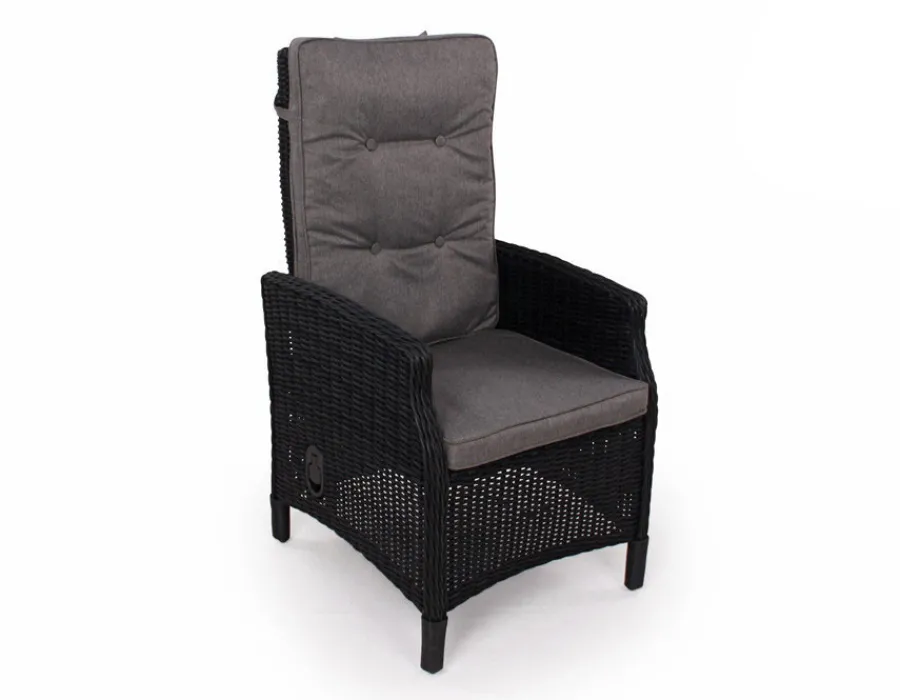 Havemøbelland Rio Sort Havemøbelsæt m/6 pos stole - 94x210 cm - m/vandafv. hynder