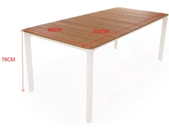 Havemøbelland Ronja Havebord - 90x200 cm - Hvid/teak
