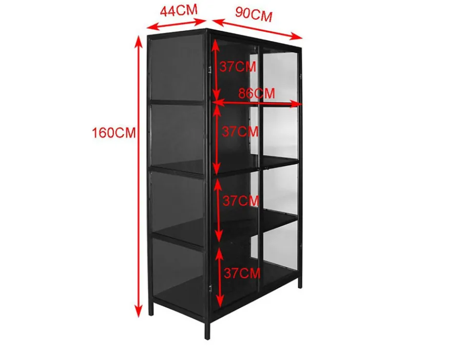Havemøbelland Ærøskøbing Vitrineskab i Metal - 90x40x160 cm - Sort
