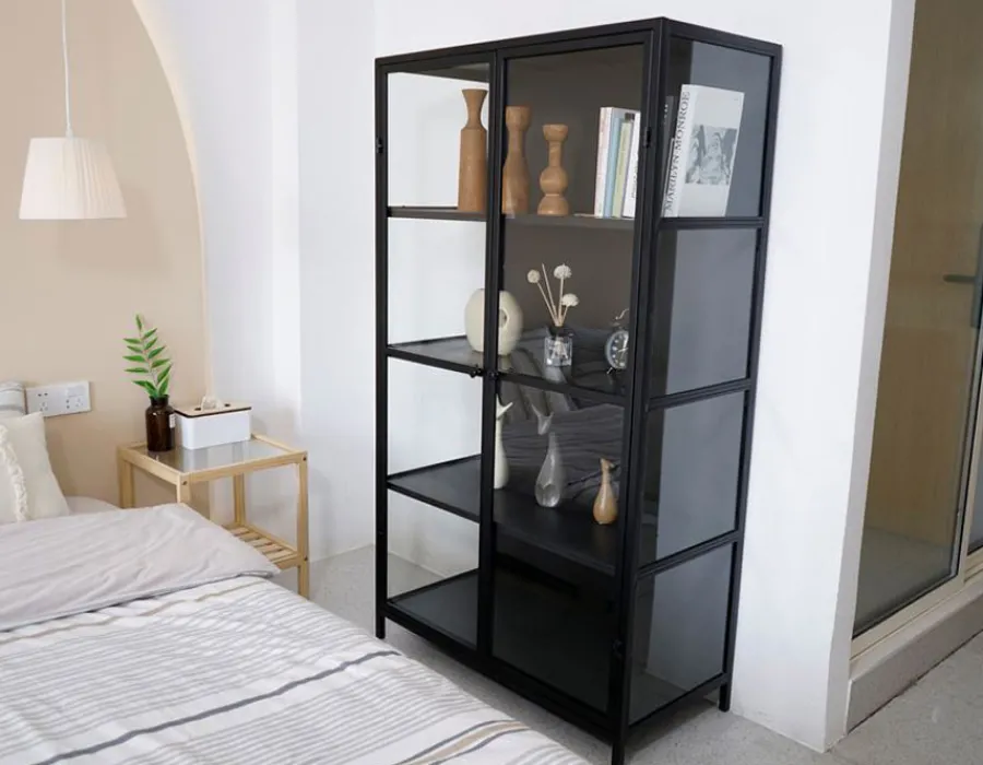 Havemøbelland Ærøskøbing Vitrineskab i Metal - 90x40x160 cm - Sort