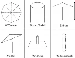 Havemøbelland Saga Parasol Ø 2,5 meter m/tilt - Beige