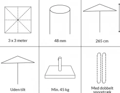 Havemøbelland Sanne Olefin Markedsparasol 3x3 Meter - Natur