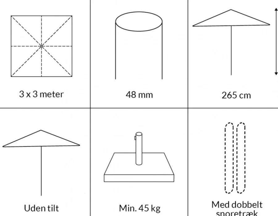 Havemøbelland Sanne Olefin Markedsparasol 3x3 Meter - Natur