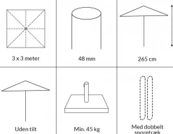 Havemøbelland Sanne Olefin Markedsparasol 3x3 Meter - Taupe