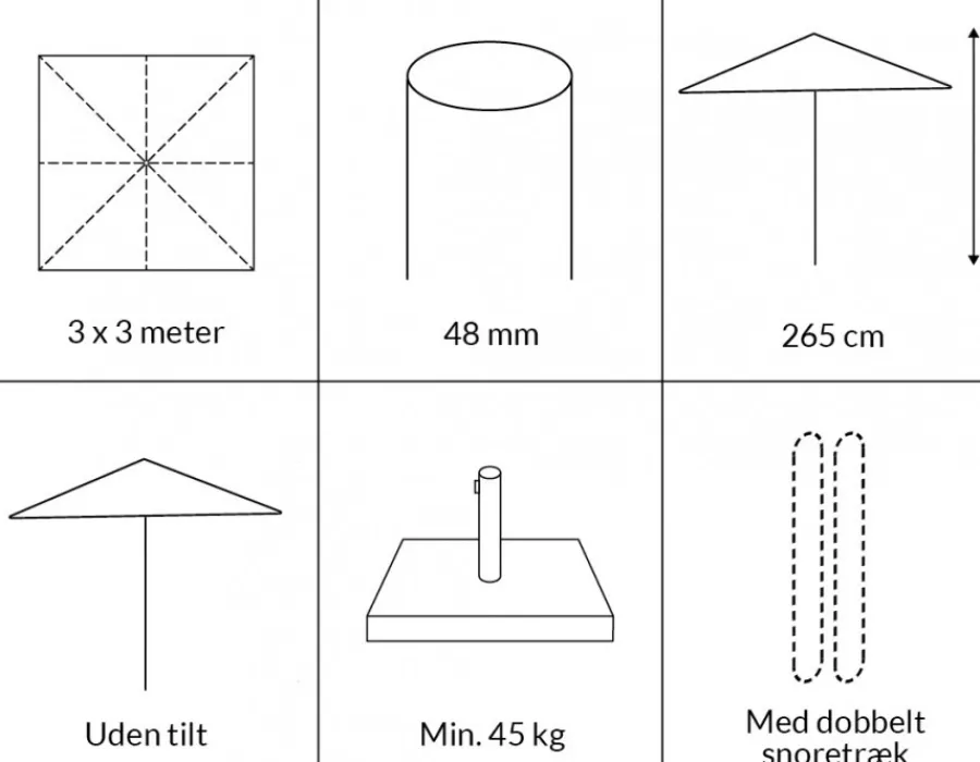Havemøbelland Sanne Olefin Markedsparasol 3x3 Meter - Taupe