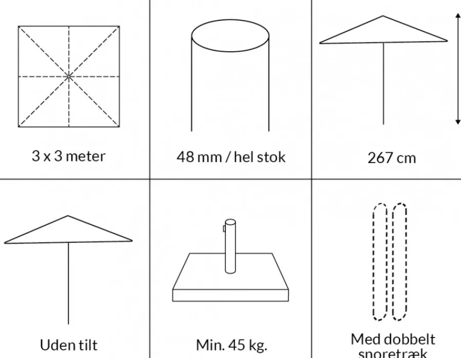 Havemøbelland Signe Markedsparasol 3x3 Meter - Natur