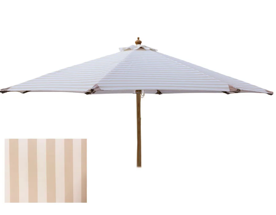 Havemøbelland Signe Parasol Ø 3 meter - 2-delt - Hvid/Beige stribet