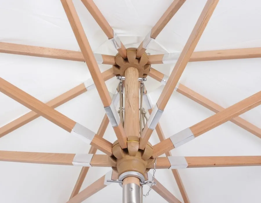 Havemøbelland Signe Parasol Ø 3 meter - 2-delt - Hvid/Beige stribet