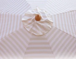 Havemøbelland Signe Parasol Ø 3 meter - 2-delt - Hvid/Beige stribet