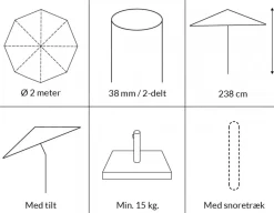 Havemøbelland Signe Parasol Ø 2 meter m/tilt - Blå