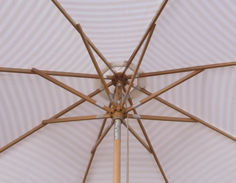 Havemøbelland Signe Parasol Ø 2,5 meter m/tilt - Hvid/Beige Stribet