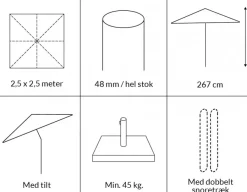 Havemøbelland Signe Parasol 2,5 x 2,5 meter M/tilt - Olivengrøn