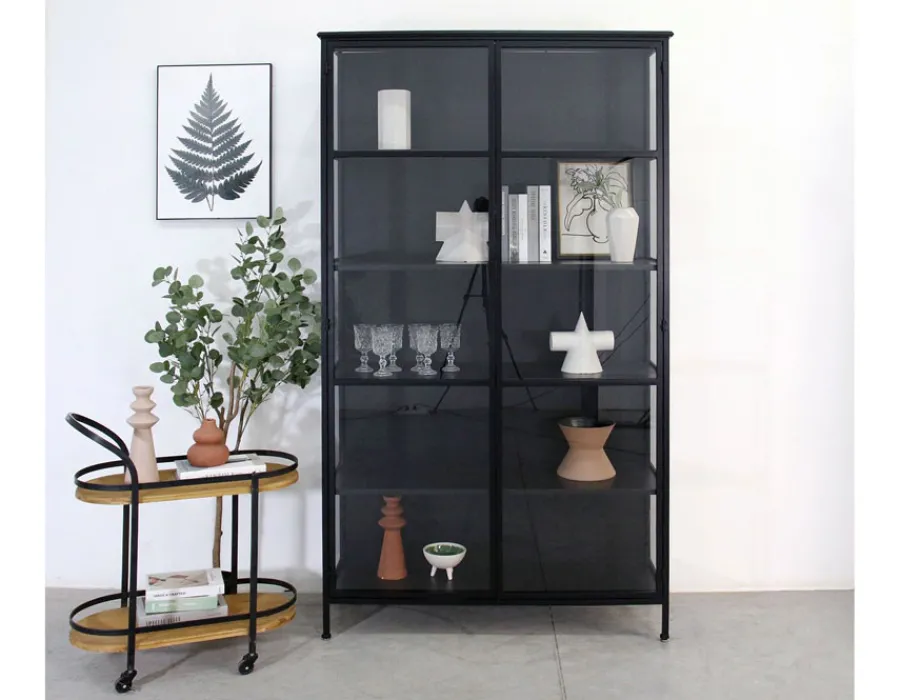 Havemøbelland Skælskør Vitrineskab i metal - 119,5x40x212 cm - Sort