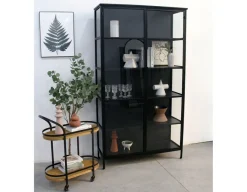 Havemøbelland Skælskør Vitrineskab i metal - 119,5x40x212 cm - Sort