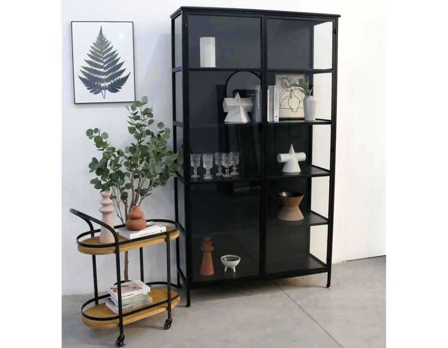 Havemøbelland Skælskør Vitrineskab i metal - 119,5x40x212 cm - Sort