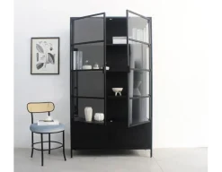 Havemøbelland Skærbæk Vitrineskab i Metal - 110x40x190 cm - Sort