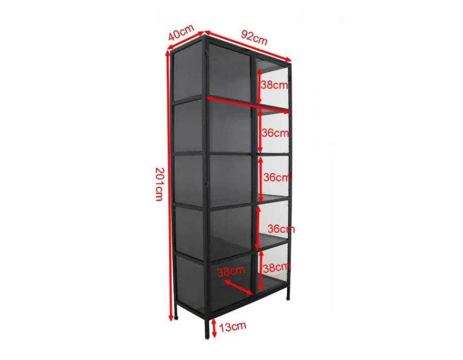 Havemøbelland Svaneke Vitrineskab i Metal - 92x40x201 cm - Sort