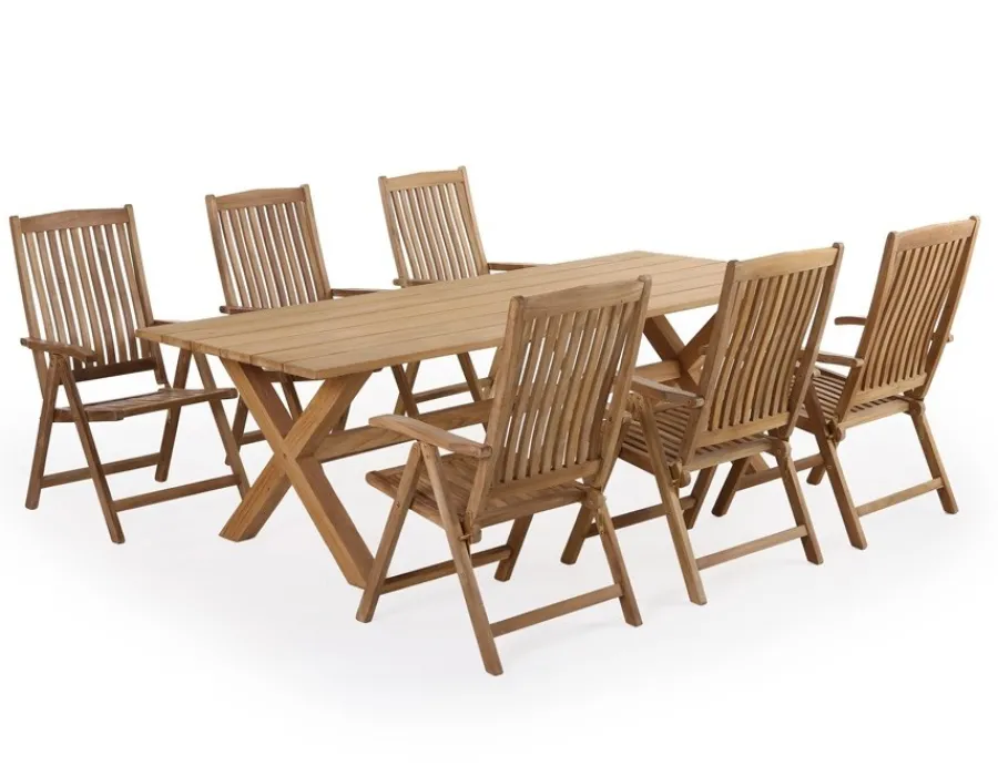 Havemøbelland Thor Teak X-leg 240 Devon Havemøbelsæt