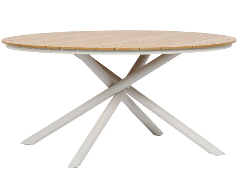 Havemøbelland Tina Havebord - Ø: 152 Cm - Teak Look/Gråhvid